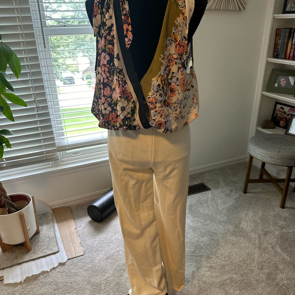 NWT Free People Cotton Blend Full Length Elastic Waist Ivory Pants, size Small - Picture 3 of 6